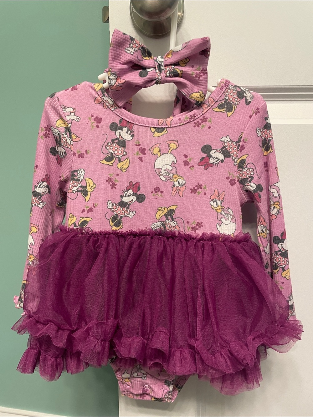 Disney Baby Minnie & Daisy Tulle Dress One-Piece with Bow